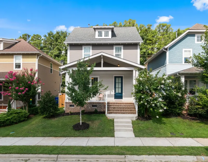 Illustrative stock photo: house exterior with a welcoming entrance